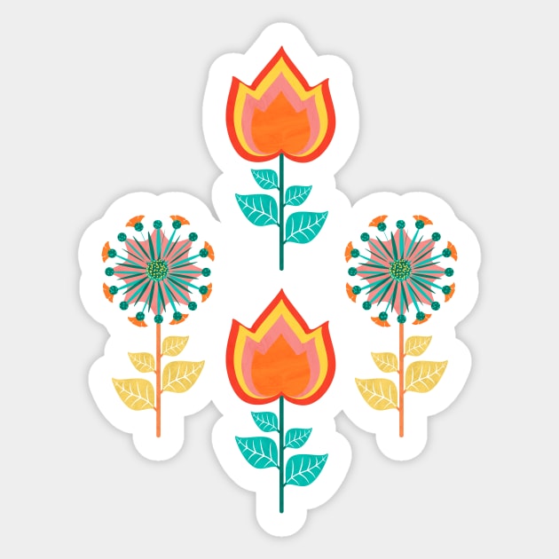 Retro Spring Flowers Sticker by cesartorresart